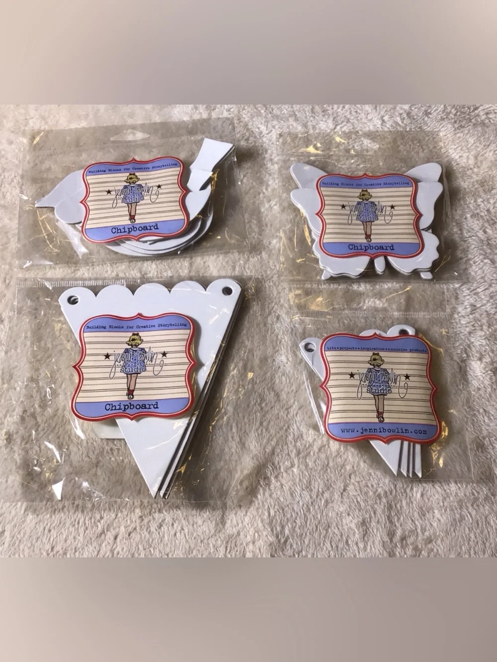 White Chipboard Banner & Shape sets